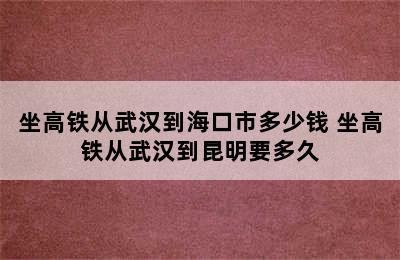 坐高铁从武汉到海口市多少钱 坐高铁从武汉到昆明要多久